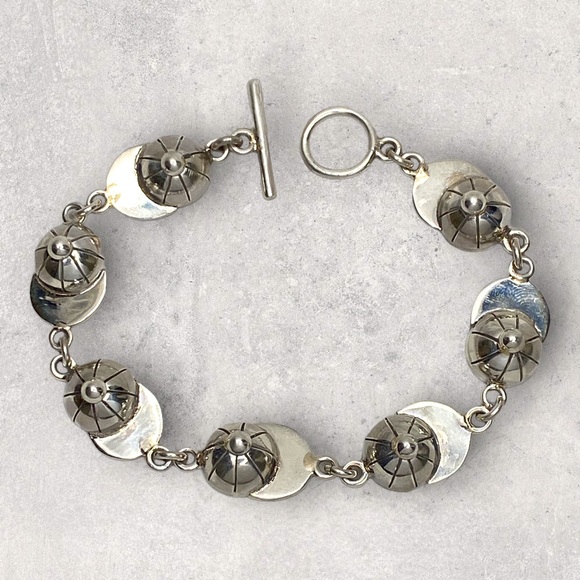 925 Mexico Sterling Silver Baseball Softball Sports Cap Hat Chain Bracelet 8” - Picture 3 of 5